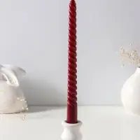 Свеча витая 25 см, 57 г, 5 ч, бордовый