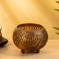 Подсвечник из кокоса, 15×15×13 см, коричневый