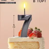 Свеча в торт на шпажке &laquo;Цифра 7&raquo;, черная, 5 см