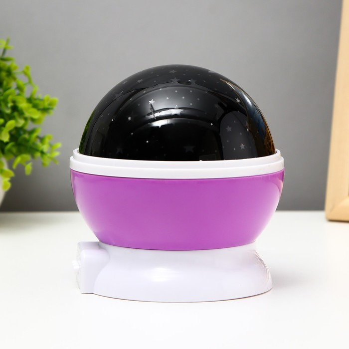 Ночник-проектор  Ночник-проектор "Звёздное небо", вращение, (4ААА или USB)  фиолет. 12*10 см RISALUX