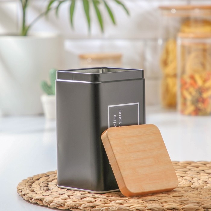 Банка для сыпучих продуктов «Lifestyle сахар», 9×9×15 см, цвет чёрный