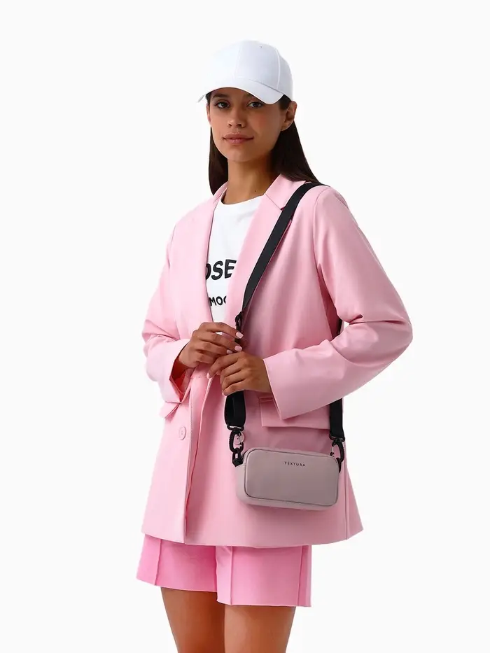 Сумка женская кросс-боди TEXTURA на молнии, 19&times;6&times;10.5 см, розовая