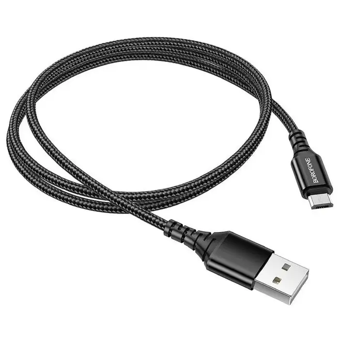 Кабель Borofone BX54, microUSB - USB, 2.4 А, 1 м, оплётка нейлон, чёрный