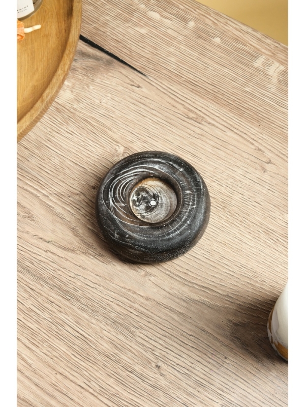 Подсвечник из дерева Джати, d 3 см, 10х10х3 см,  цв. темно-коричневый