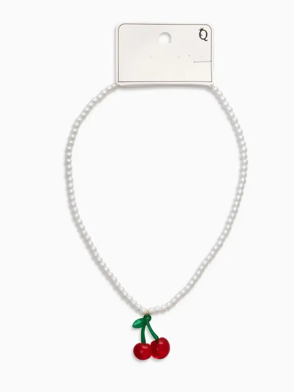 Кулон на жемчужной нитке Кулон на жемчужной нитке "Вишня", цветной
