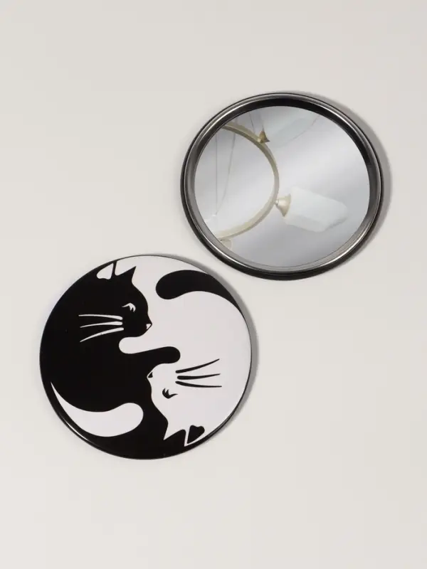Зеркало карманное &laquo;Кошки&raquo;, d=7 см, белое, чёрное