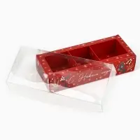 Коробка под 3 конфеты с ячейками «С Новым годом!», 14.5 х 6 х 3 см