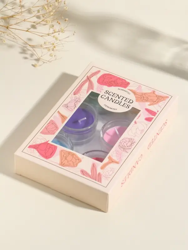 Набор свечей ароматических в стекле, 6 шт. ароматы: роза, свежесть, жасмин, лаванда, 19&times;13&times;3.3 см