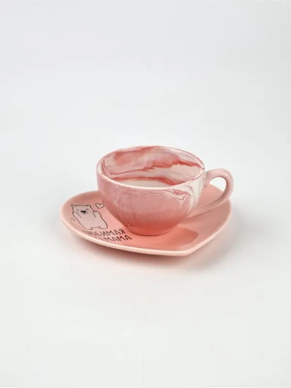 Кофейная пара &laquo;Любимая мама&raquo;: кружка 120 мл, блюдце