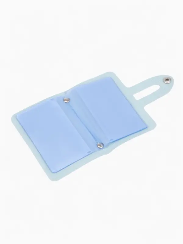 Визитница на кнопке, 24 карты, однотонная, мятная