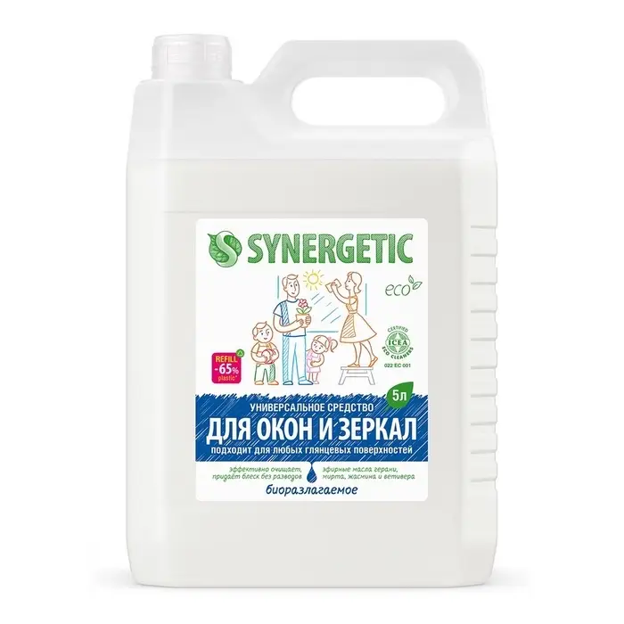 Средство моющее Synergetic, для окон и зеркал, 5 л