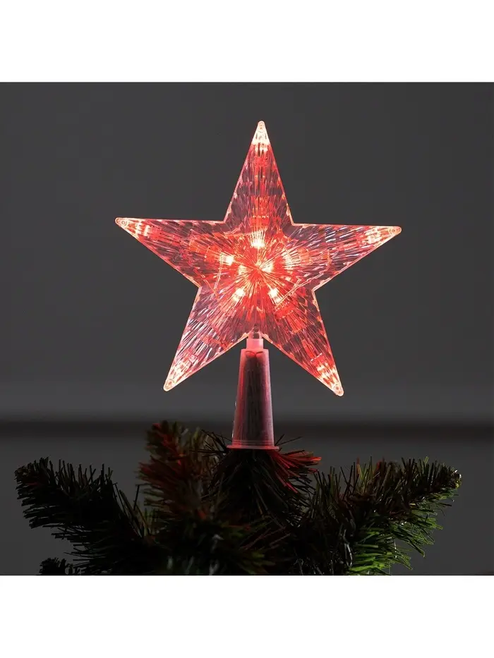 Светодиодная верхушка на ёлку &laquo;Звезда красная&raquo;, 16 см, 10 LED, 220 В, свечение красное
