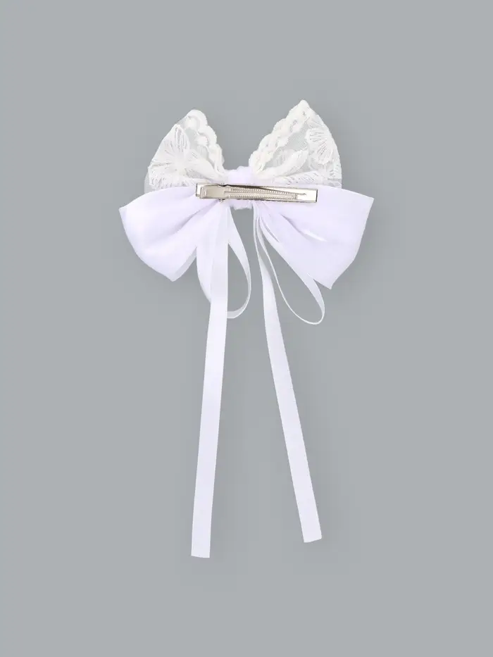 Бант для волос на заколке с лентами &laquo;Цветы&raquo;, белый, Принцессы