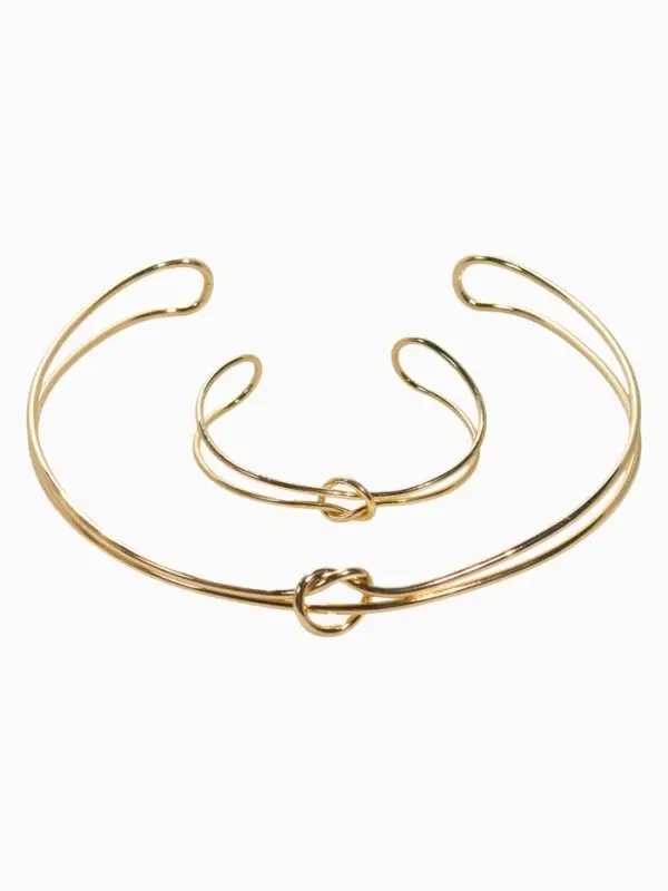 Набор 2 предмета: чокер, браслет «Обруч» узел, цвет золото Набор 2 предмета: чокер, браслет «Обруч» узел, цвет золото
