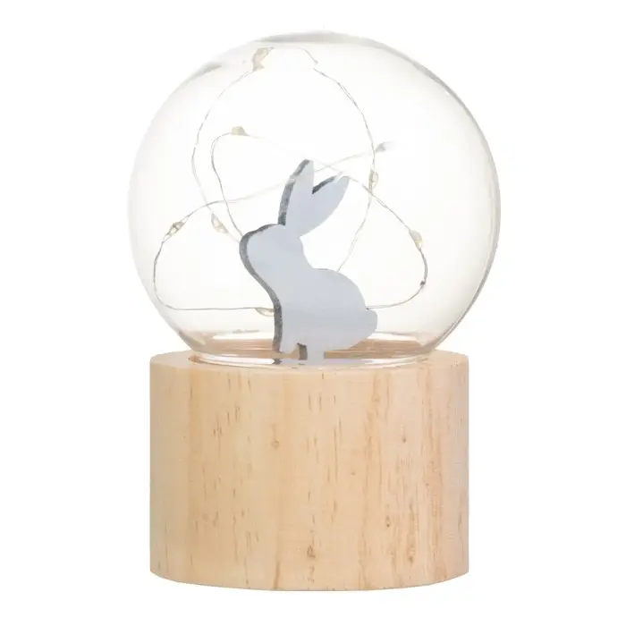 Фигурка светящаяся RISALUX &laquo;Заяц&raquo;, LED-ночник, 3хAG10, шар-8 см, 6.5&times;6.5&times;11.5 см