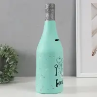 Копилка для денег &laquo;Бутылка шампанского&raquo;, керамика, мятная, 9.5&times;9.5&times;30 см