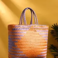 Сумка плетёная, 30×15×45 см, пластик, сиренево-жёлтая Сумка плетёная, 30×15×45 см, пластик, сиренево-жёлтая