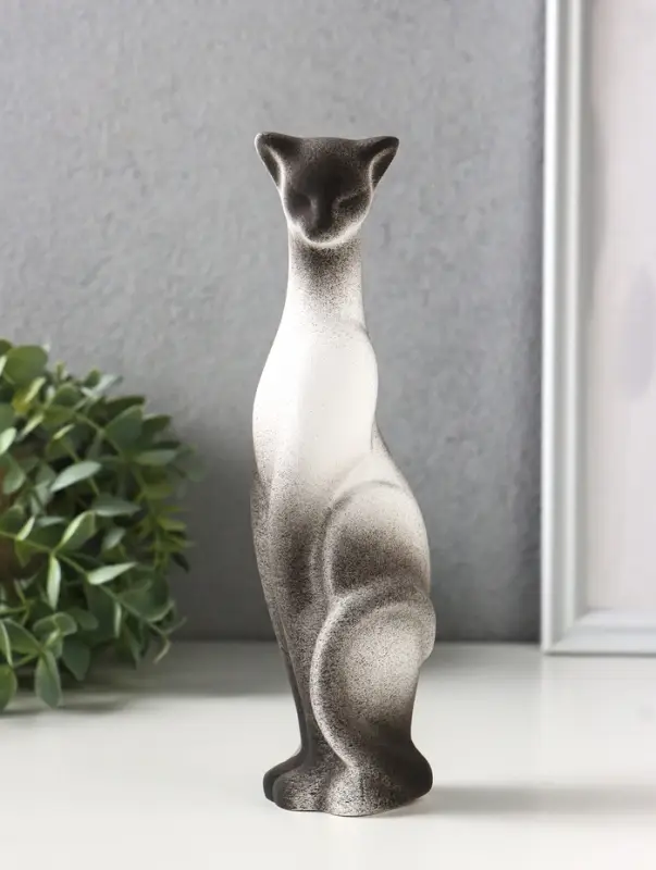 Фигура керамика &laquo;Кошка Багира&raquo;, 21 см, белый с чёрным