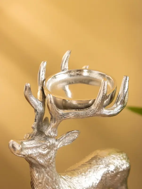 Подсвечник "Сохатый" 15,5х9х22,5 см, алюминий, серебряный