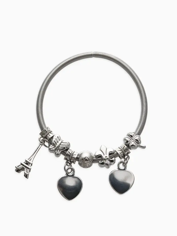 Браслет с шармами &laquo;Марджери. Сердце Парижа&raquo;, d=6 см, цвет серебро