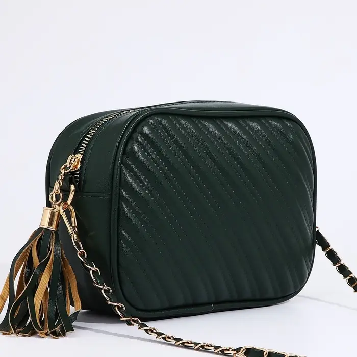 Сумка женская кросс-боди на молнии, 21&times;7&times;14 см, зелёный