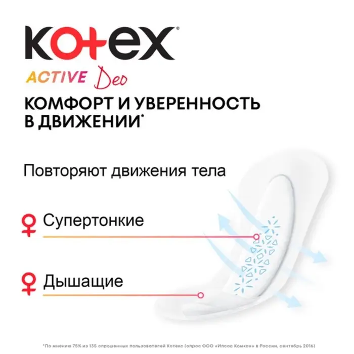 Kotex прокладки ежедневные Active, 48 шт.