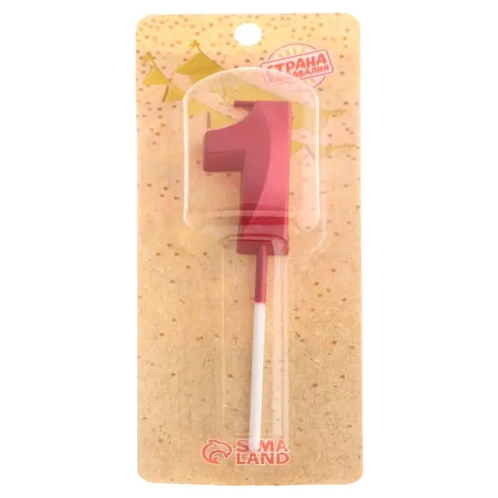 Свеча в торт на шпажке «Цифра 1», красная, 5 см Свеча в торт на шпажке «Цифра 1», красная, 5 см