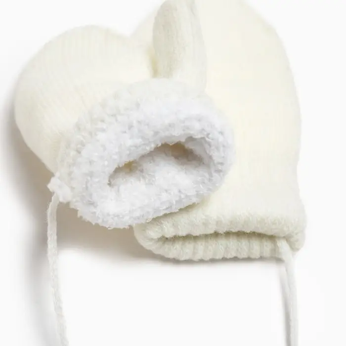 Варежки детские двухслойные MINAKU "Однотонные",цв. белый, р-р 14 (4-5 лет)