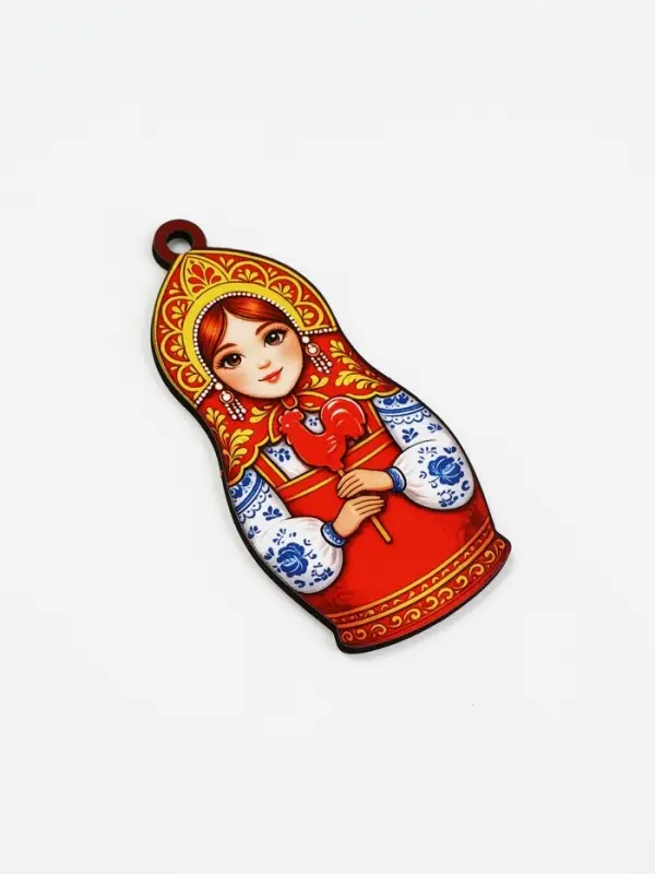 Елочная игрушка деревянная &laquo;Матрешка&raquo;, 48&times;99 мм