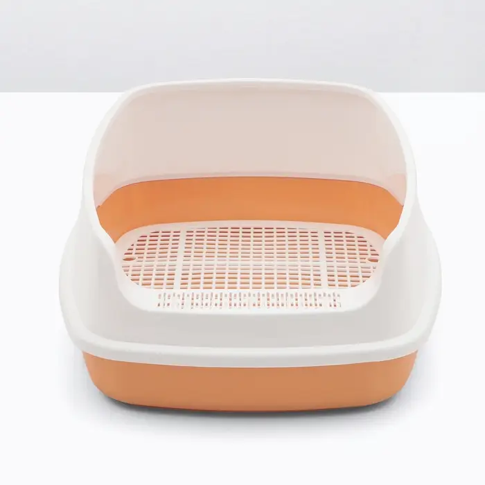 Туалет для кошек &laquo;Айша&raquo; S, 45&times;35&times;18.5 с, с высоким бортом и сеткой, пластик, оранжевый