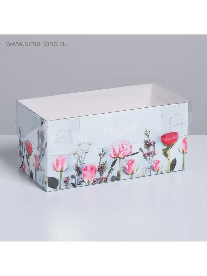 Коробка для капкейков, кондитерская упаковка, 2 ячейки «Present», 16 х 8 х 7.5 см