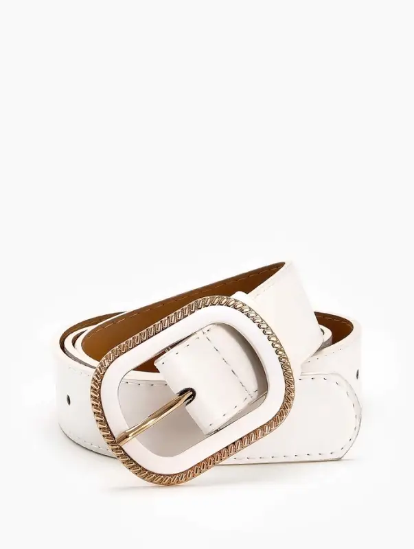Ремень женский, 110&times;3 см, пряжка пластик, золотистая, белый