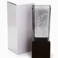 Ваза для цветов с деревянной подставкой из тёмного стекла, 25&times;9 см, 1.4 л.