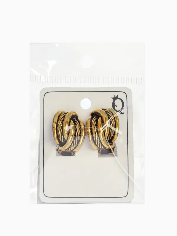 Серьги клипсы для ушей QF &laquo;Узел&raquo;, цвет чернёное золото