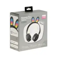 Наушники детские, беспроводные, накладные, с ушками зайца, Y08R, Bluetooth 5.1, с микрофоном, с подсветкой, 400 мАч, чёрные