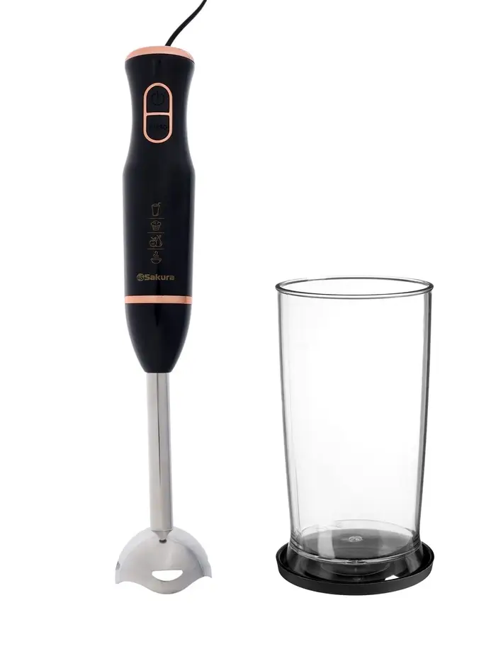 Блендер Sakura SA-6263MBK, погружной, 600 Вт, 2 скорости, стакан 0.6 л, чёрный