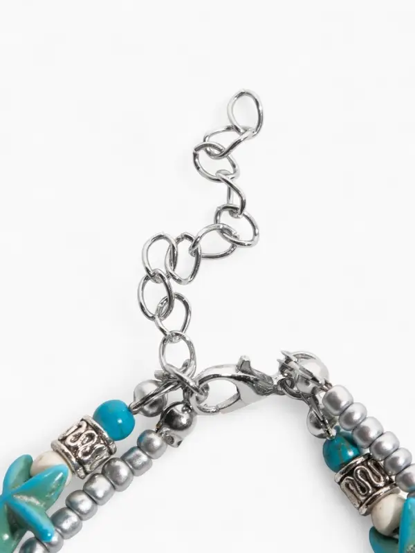 Браслет на ногу &laquo;QF. Хвост русалки&raquo;, L=25 см + удлинитель 5 см, белый, голубой в серебре