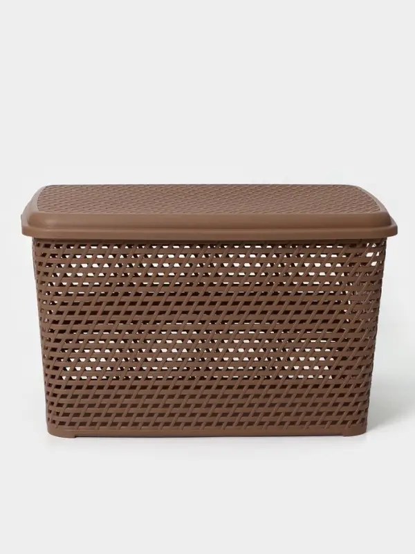 Корзина для хранения &laquo;Ротанг&raquo;, 23 л, 45&times;30&times;26.5 см, с крышкой, коричневая