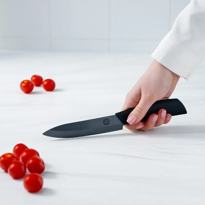 Нож кухонный керамический Black, лезвие 12.5 см, ручка soft-touch, чёрный