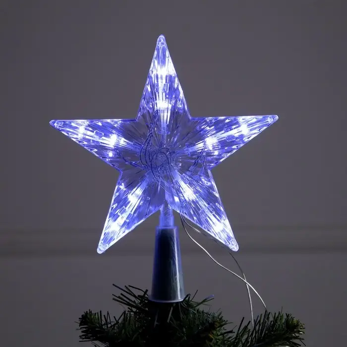 Светодиодная верхушка на ёлку «Звезда белая», 16 см, 10 LED, от батареек ААх2, фиксинг, свечение белое