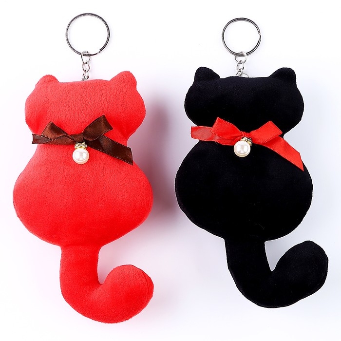 Мягкая игрушка &laquo;Кот с бантиком&raquo;, на брелоке, 16 см, цвета МИКС