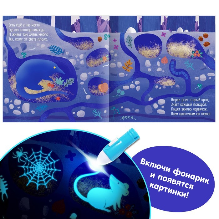 Книга с фонариком «Что происходит в темноте?», 24 стр. Книга с фонариком «Что происходит в темноте?», 24 стр.