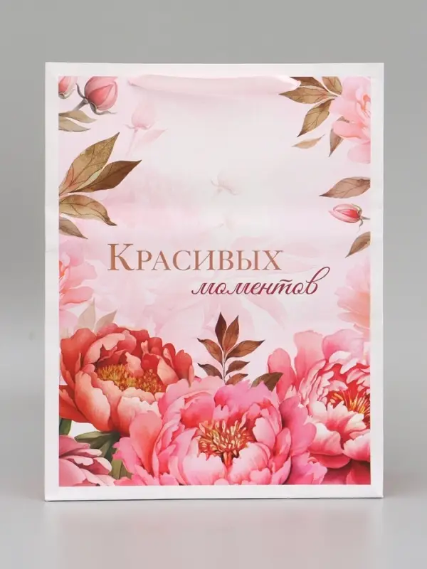 Пакет подарочный вертикальный &laquo;Красивых моментов&raquo;, L  31 &times; 40 &times; 11,5 см