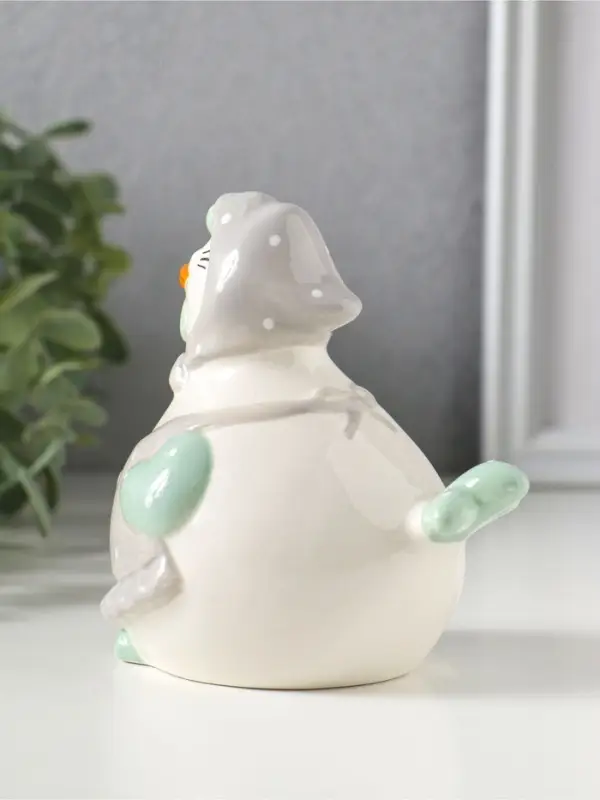 Сувенир керамика "Курочка-наседка в серо-бирюзовом переднике и косынке" 10х7,9х10,4 см