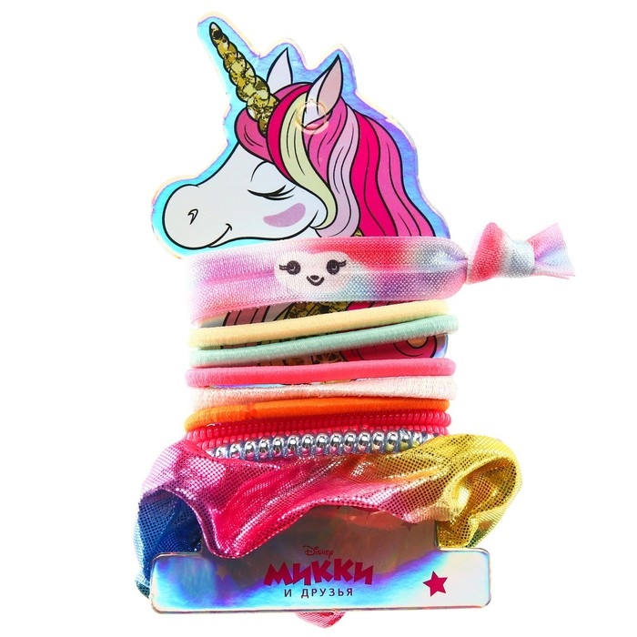 Набор резинок для волос, 10 шт Набор резинок для волос, 10 шт "Рог", Минни и Единорог