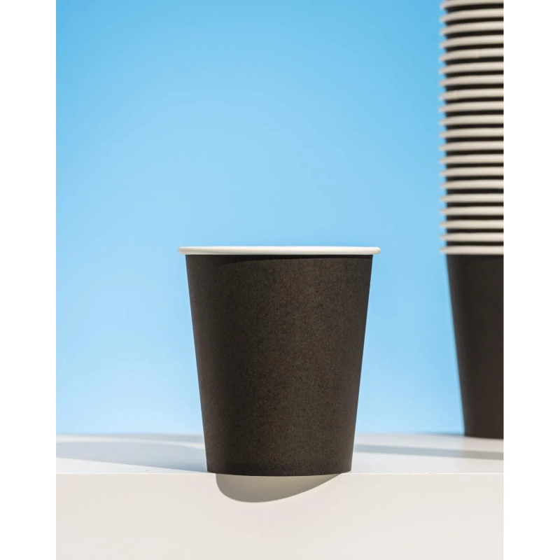 Стакан одноразовый бум 1-сл. d-80мм 250мл черный КОМУС 75шт/уп