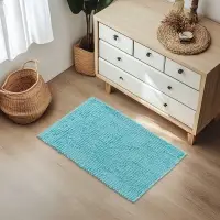 Коврик для ванной Доляна &laquo;Букли длинные&raquo;, 50&times;80 см, длина букли 2 см, голубой