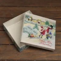 Коробка складная, крышка - дно «С Новым годом и Рождеством» 20 х 20 х 6 см