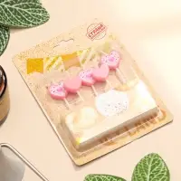 Свечи для торта &laquo;Сердца&raquo;, 5 шт., розовый