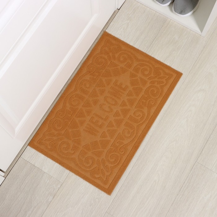 Коврик придверный Доляна Welcome, вензеля, влаговпитывающий, без окантовки, 38×59 см, цвет МИКС Коврик придверный Доляна Welcome, вензеля, влаговпитывающий, без окантовки, 38×59 см, цвет МИКС